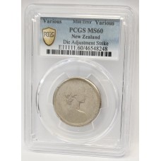 NEW ZEALAND 1967 . TWENTY 20 CENTS COIN . MINT ERROR . DIE ADJUSTMENT STRIKE